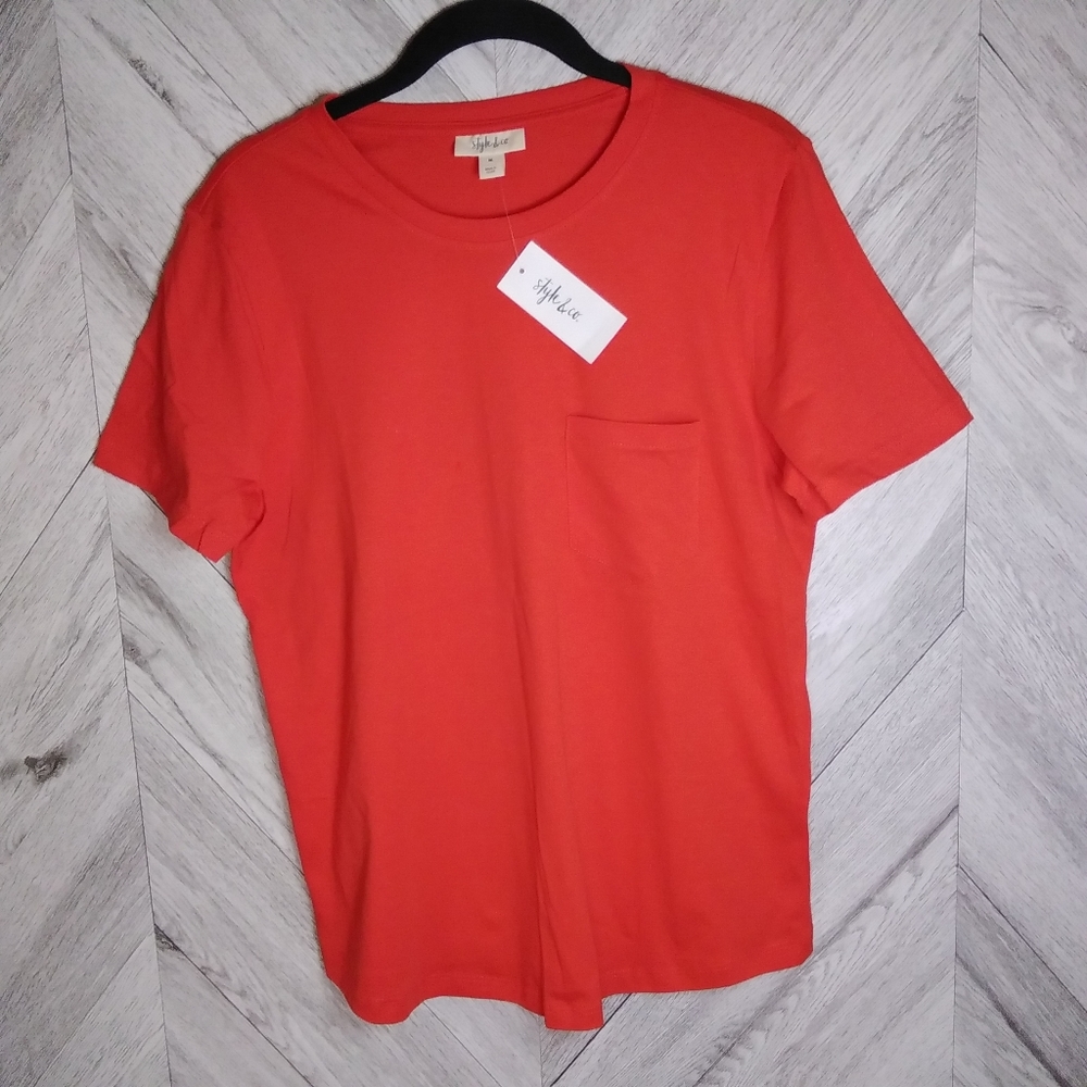 Style&Co Women's Short Sleeve Tee-shirt Size: Medium Loving Red